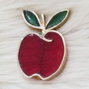Vintage apple glass brooch
